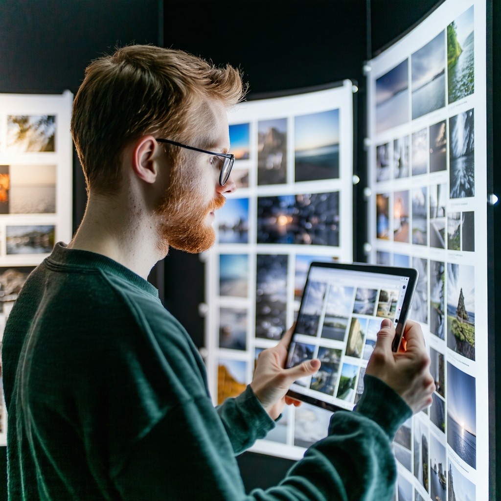 seo expert looking at digital images