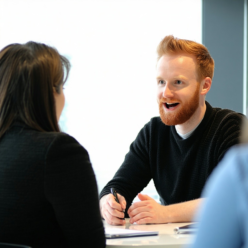 Irish SEO consultant talking with a client